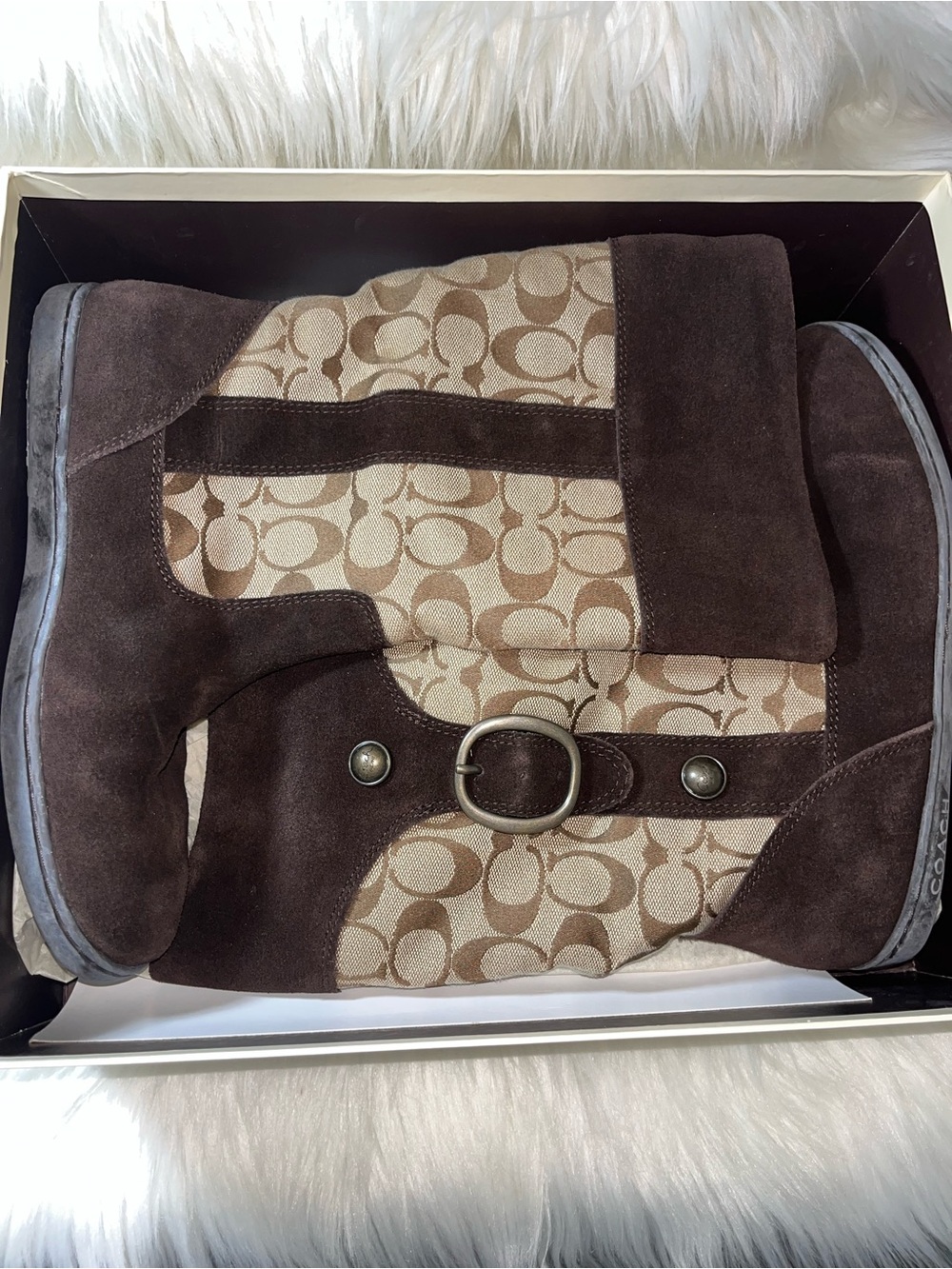 Coach Meyer Signature Suede mid-calf Boots sz8.5